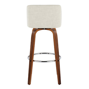 English Elm Toriano 30" Mid-Century Modern Barstool Set Of 2 With Swivel Cream Fabric And Walnut Wood Legs B202S00674-GIGA