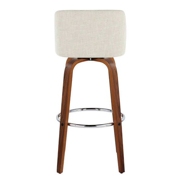 English Elm Toriano 30" Mid-Century Modern Barstool Set Of 2 With Swivel Cream Fabric And Walnut Wood Legs B202S00674-GIGA