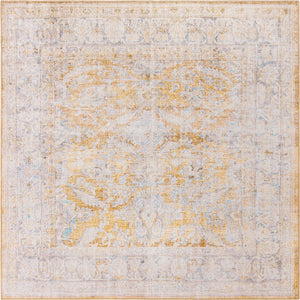 Unique Loom Timeless Thaddeus Machine Made Overdyed Rug Yellow, Ivory/Light Blue/Olive/Violet 7' 6" x 7' 7"