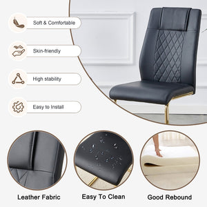 English Elm Table Set With Elegant Glass Top, Imitation Marble Finish & 8 Comfortable Pu Chairs - Perfect For Dining! W1151S04348-GIGA