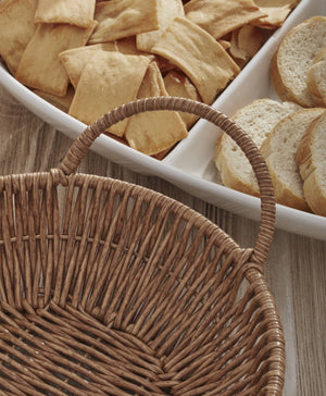 Lenox Willow Rattan Basket Serving Tray with Porcelain Inserts for Elegant Table Entertaining Divided Server with Tray 899015