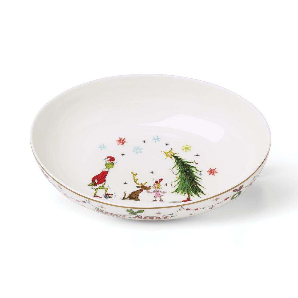 Lenox Merry Grinchmas Porcelain Oval Bowl with Licensed Holiday Grinch Art for Festive Tables 899031