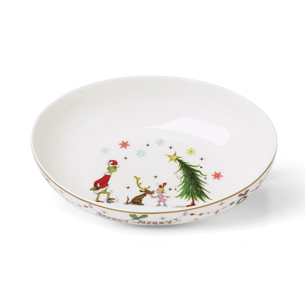Lenox Merry Grinchmas Porcelain Oval Bowl with Licensed Holiday Grinch Art for Festive Tables 899031