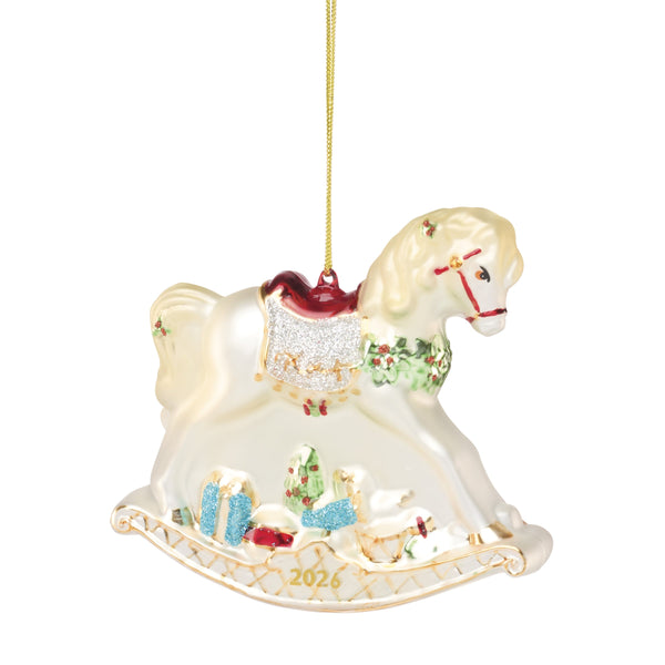 Lenox 2026 Retro Blown Glass Rocking Horse Babys First Christmas Keepsake Ornament 899032