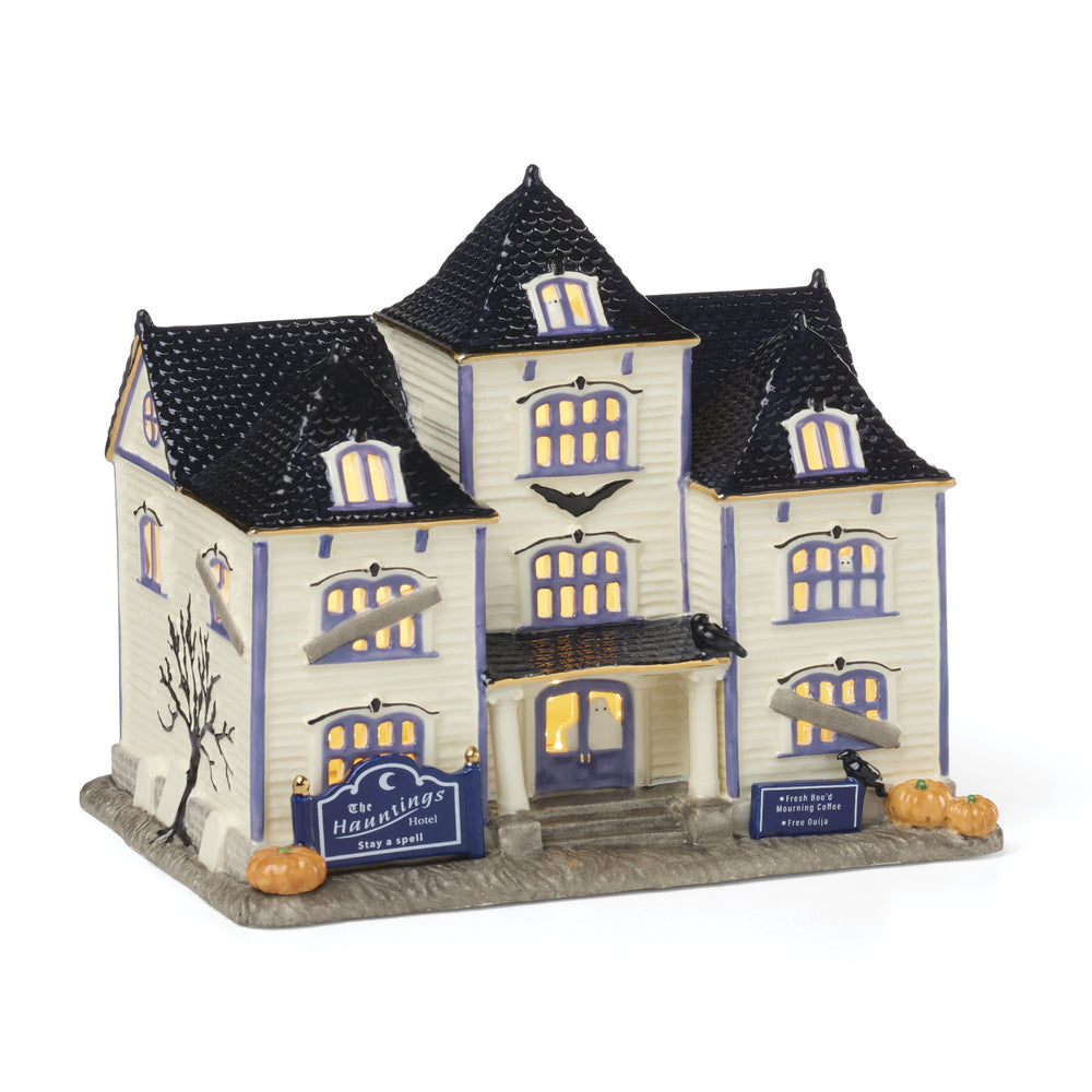 Lenox Vintage Halloween Porcelain Hotel Figurine with Light up Ghost Seasonal Accent 899037