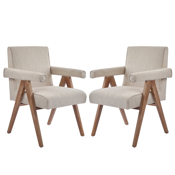 English Elm Christopher Knight Home® - Poppy Fabric Upholstered Dining Armchair with Plush Cushioning and Durable Rubberwood Legs for Style Beige,Natural 30 L x 27 W x 23 H N776P202652I