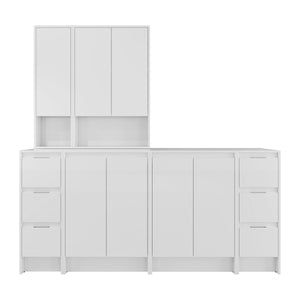 English Elm 72" Freestanding Vanity Combination With Soft-Closing Drawers, Glossy White Storage Solution For Modern Bathrooms W999S00429