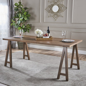 English Elm Christopher Knight Home® - DINING table solid wood and MDF farmhouse dining table 74.5" versatile large desk gaming surface farmhouse style durable design Walnut 60386.00