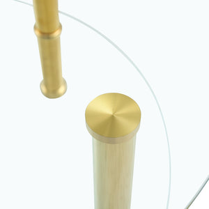 English Elm Contemporary Double Layer Tempered Glass Coffee Table 27.5" Top 23.6" Bottom Gold Legs, Modern Luxurious Design W1512P355039