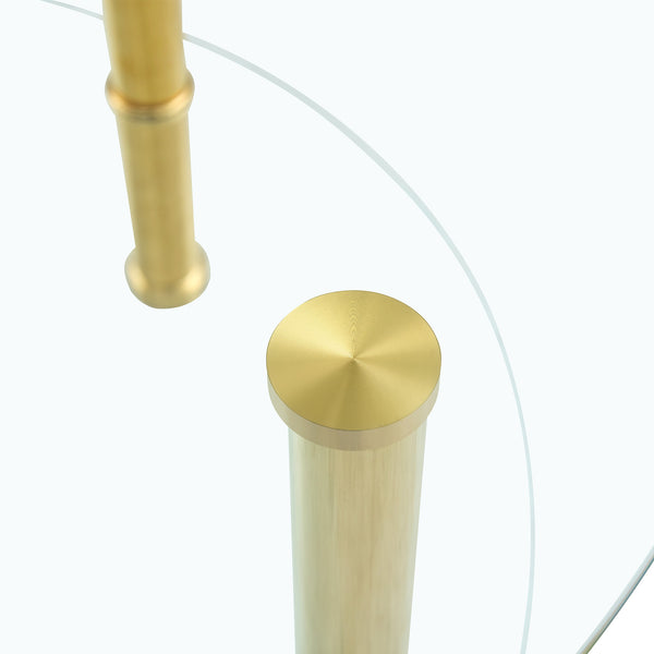 English Elm Contemporary Double Layer Tempered Glass Coffee Table 27.5" Top 23.6" Bottom Gold Legs, Modern Luxurious Design W1512P355039