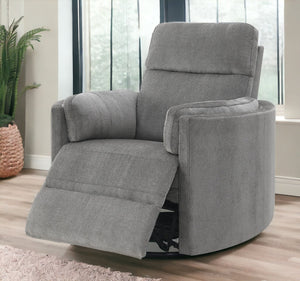 English Elm Sagen Charcoal Chenille Glider Recliner with Swivel, Pocket Coil Comfort, 9" Wall-Saver Design B2726P241793