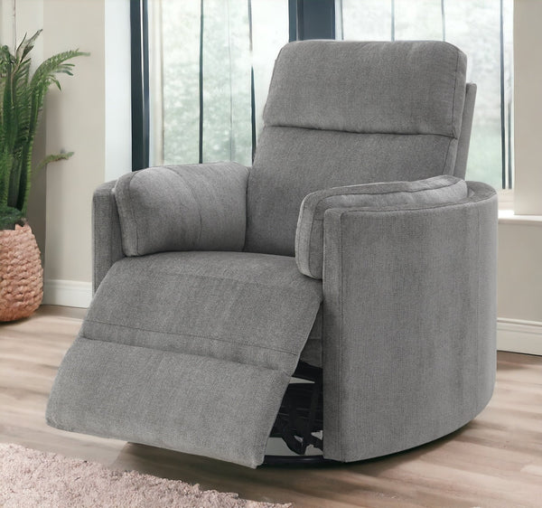 English Elm Sagen Charcoal Chenille Glider Recliner with Swivel, Pocket Coil Comfort, 9" Wall-Saver Design B2726P241793