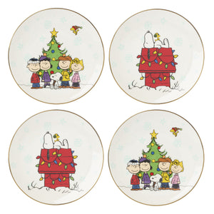 Lenox Peanuts Gang Porcelain Accent Plates Set of 4 Comic Strip Holiday Entertaining 899127