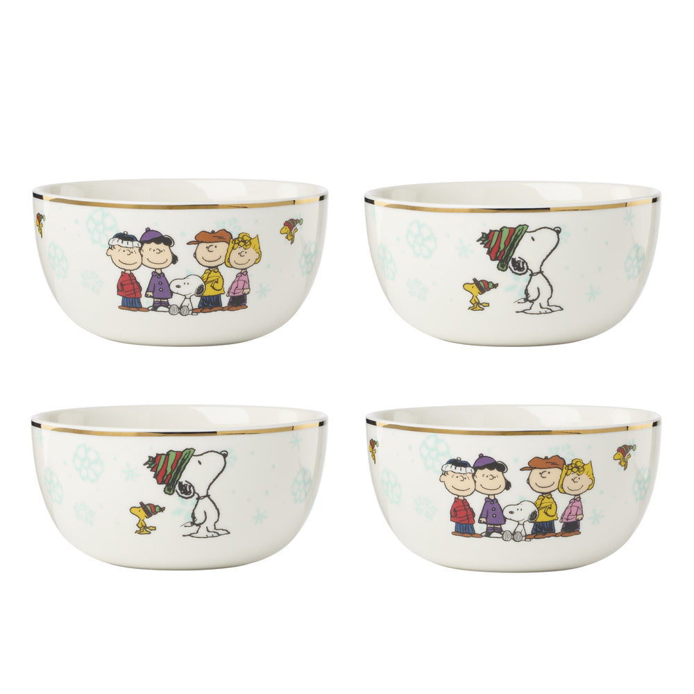 Lenox Peanuts Gang Holiday Porcelain Bowls Set of 4 Dishwasher Safe Nostalgic Dining 899128