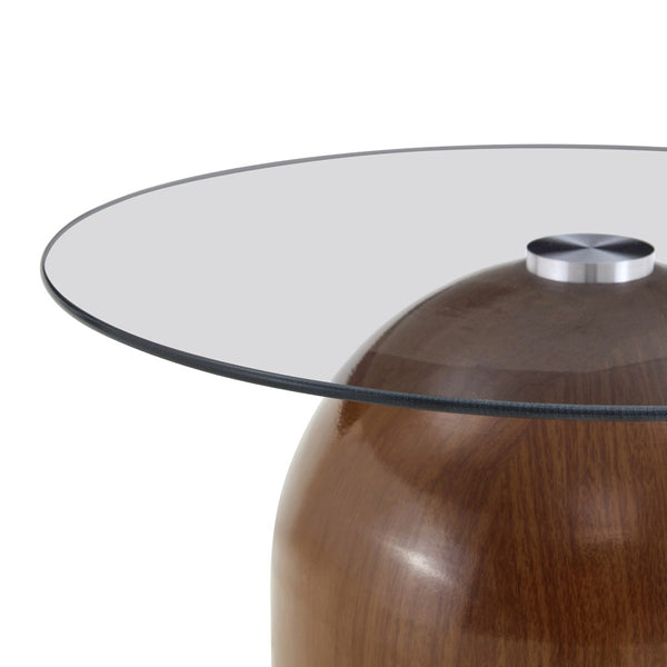 English Elm Nesting Coffee Tables Set of 3 Round Tempered Glass Tops Walnut Steel Base Living Room W2920S00149