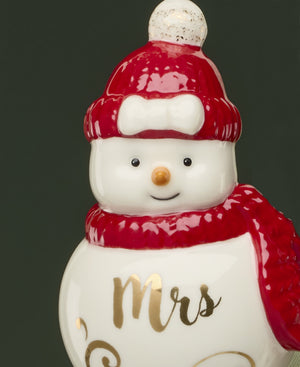 Lenox Mr. and Mrs. Snowman Porcelain Ornament Pair with Hand-painted Details and Gold Accents 899158
