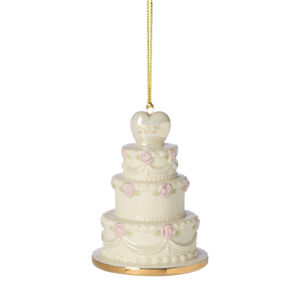 Lenox 2026 Porcelain Wedding Cake Keepsake Ornament Hand-painted Gold Newlywed Holiday Gift 899172