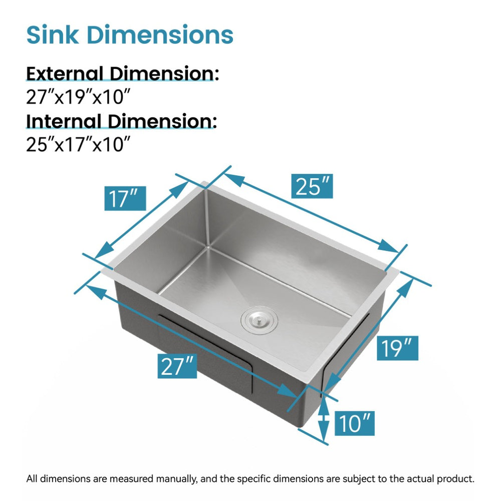 English Elm Stainless Steel Undermount Kitchen Sink Handmade 304 Grade Nano Gray Brushed Finish T3177P286043