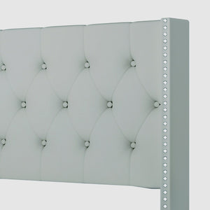 English Elm Modern Wingback Platform Bed Linen Upholstered Diamond Tufted Headboard No Box Spring B2771P498529