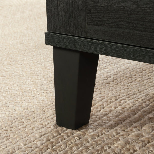 English Elm Coffee Coffee Table with Gold-Tone Accents and Two Drawers for Stylish Living Room Storage and Decor Black B356P402597