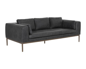 Sunpan Burr Sofa - Modern Masculine Design with Oversized Comfort and Antique Brass Accents for Your Space Serbia Black Leather