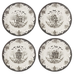 Lenox Haunted Village Gothic Porcelain Accent Plate Set Mansion Graveyard Halloween Tableware 899235