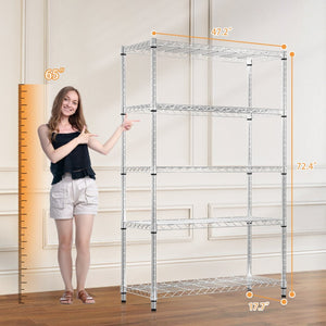 English Elm 1750 Lbs Carbon Steel Five Tier Wire Shelving Unit Heavy Duty Garage Storage Rack Chrome W5386P480701