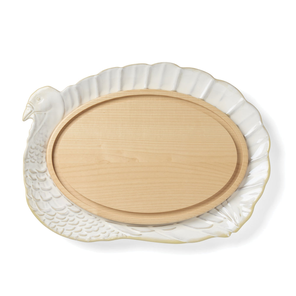 Lenox Harvest Porcelain Turkey Platter and Wood Carving Board Set for Holiday Table Serving 2-Piece 899288