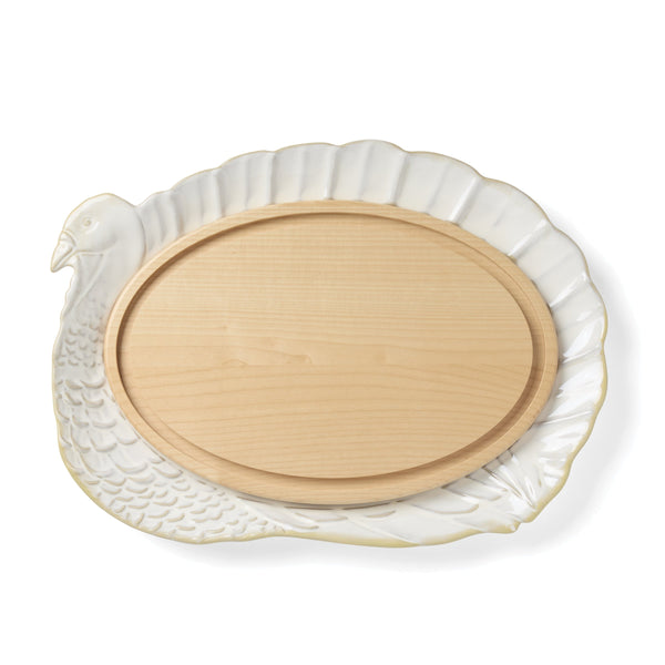 Lenox Harvest Porcelain Turkey Platter and Wood Carving Board Set for Holiday Table Serving 2-Piece 899288
