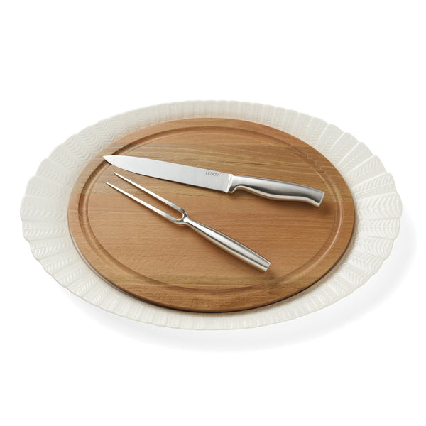 Lenox Harvest Porcelain Turkey Platter and Wood Carving Board Set for Holiday Table Serving 4-Piece 899289