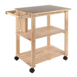 Winsome Wood Mario Kitchen Utility Cart - Versatile Wood Prep Station With Locking Casters & Slatted Shelves Natural Solid Wood 89933-winsome-wood