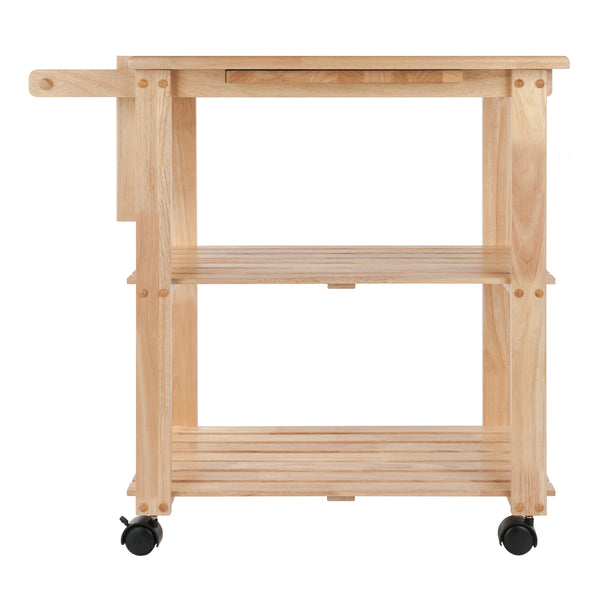 Winsome Wood Mario Kitchen Utility Cart - Versatile Wood Prep Station With Locking Casters & Slatted Shelves Natural Solid Wood 89933-winsome-wood