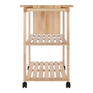 Winsome Wood Mario Kitchen Utility Cart - Versatile Wood Prep Station With Locking Casters & Slatted Shelves Natural Solid Wood 89933-winsome-wood