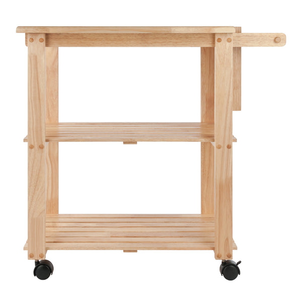 Winsome Wood Mario Kitchen Utility Cart - Versatile Wood Prep Station With Locking Casters & Slatted Shelves Natural Solid Wood 89933-winsome-wood