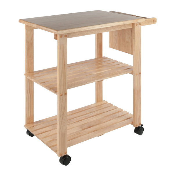 Winsome Wood Mario Kitchen Utility Cart - Versatile Wood Prep Station With Locking Casters & Slatted Shelves Natural Solid Wood 89933-winsome-wood