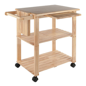 Winsome Wood Mario Kitchen Utility Cart - Versatile Wood Prep Station With Locking Casters & Slatted Shelves Natural Solid Wood 89933-winsome-wood