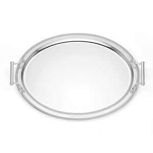 Lenox Oval Silverplate Serving Tray with Braided Rim and Handles for Bar or Table 899363