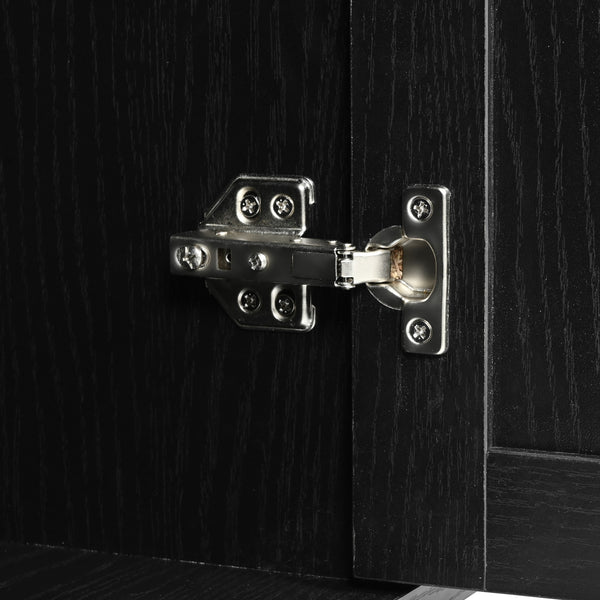 English Elm K&K Farmhouse Kitchen Island Cart 53.5" with Drop Leaf, Built-In Power Station, Ample Storage & Wheels Black N707P170348B