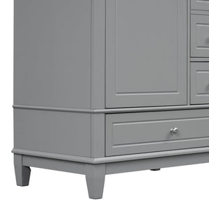 English Elm Christopher Knight Home® - 30" Freestanding Bathroom Vanity with Ceramic Sink, Soft-Close Door, Gold Knobs & 3 Drawers, Durable Painted Finish Grey N759P225994E