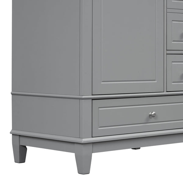 English Elm Christopher Knight Home® - 30" Freestanding Bathroom Vanity with Ceramic Sink, Soft-Close Door, Gold Knobs & 3 Drawers, Durable Painted Finish Grey N759P225994E