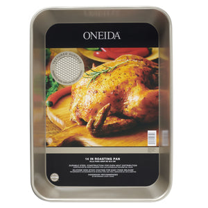 Lenox Oneida Nonstick Steel Bakeware with Silicone Coating for Even Heat and Easy Food Release 14" Roasting Pan 899442
