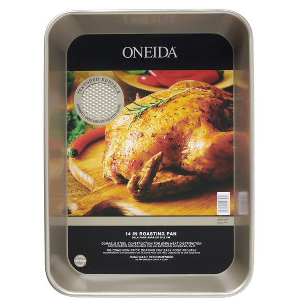 Lenox Oneida Nonstick Steel Bakeware with Silicone Coating for Even Heat and Easy Food Release 14" Roasting Pan 899442