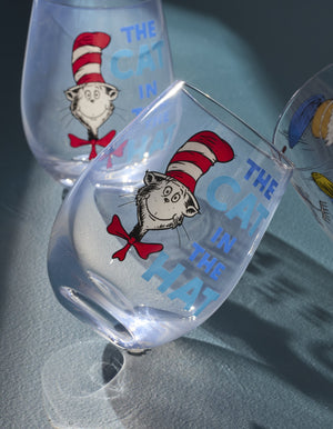 Lenox Dr. Seuss Cat in the Hat Glass Tumbler Set of Four Iconic Whimsical Drinkware 899466
