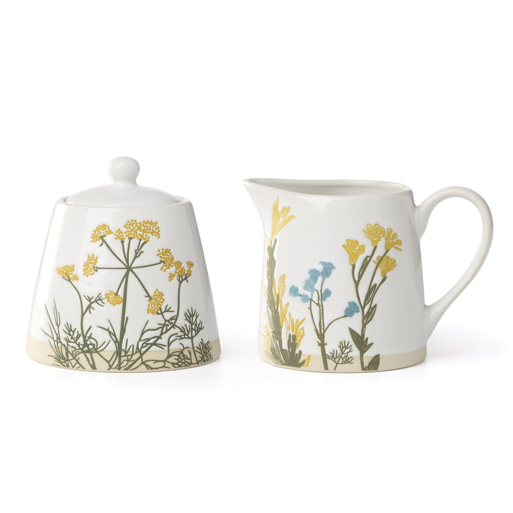 Lenox Wildflowers Stoneware Sugar Bowl and Creamer Set with Botanical Floral Print 899499