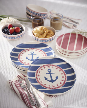 Lenox 24 Seven Bamboo Melamine Coastal Dinnerware Set for Four Shatter Resistant Outdoor Use Aweigh We Go 899501