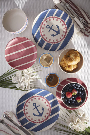 Lenox 24 Seven Bamboo Melamine Coastal Dinnerware Set for Four Shatter Resistant Outdoor Use Aweigh We Go 899501