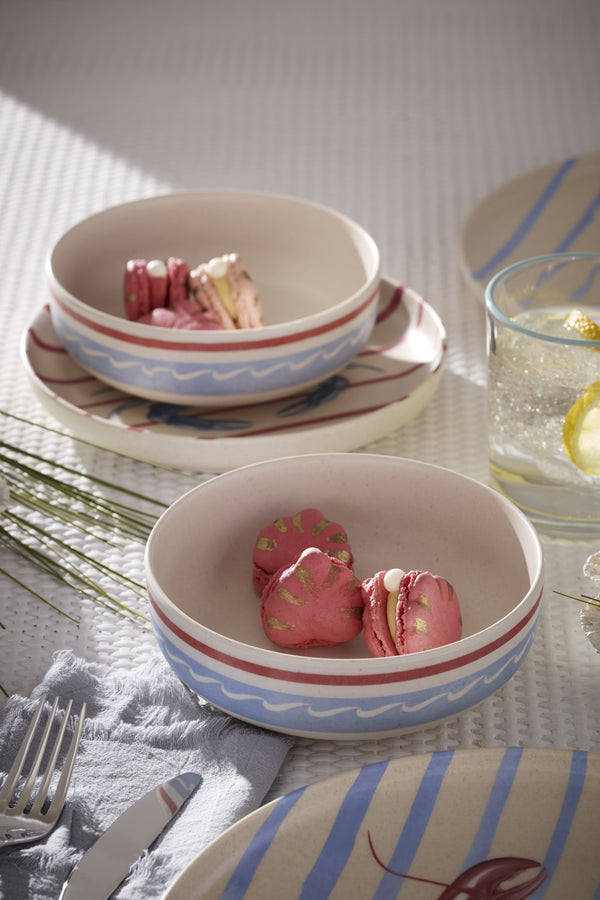 Lenox 24 Seven Bamboo Melamine Coastal Dinnerware Set for Four Shatter Resistant Outdoor Use Wharfside 899502