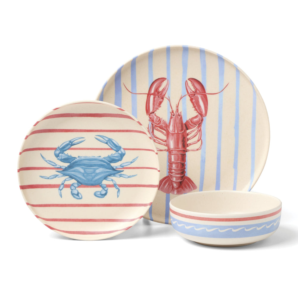 Lenox 24 Seven Bamboo Melamine Coastal Dinnerware Set for Four Shatter Resistant Outdoor Use Wharfside 899502
