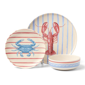 Lenox 24 Seven Bamboo Melamine Coastal Dinnerware Set for Four Shatter Resistant Outdoor Use Wharfside 899502