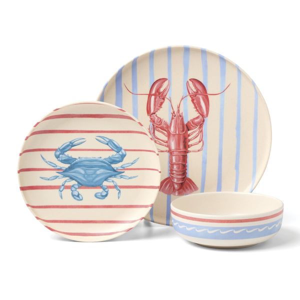 Lenox 24 Seven Bamboo Melamine Coastal Dinnerware Set for Four Shatter Resistant Outdoor Use Wharfside 899502